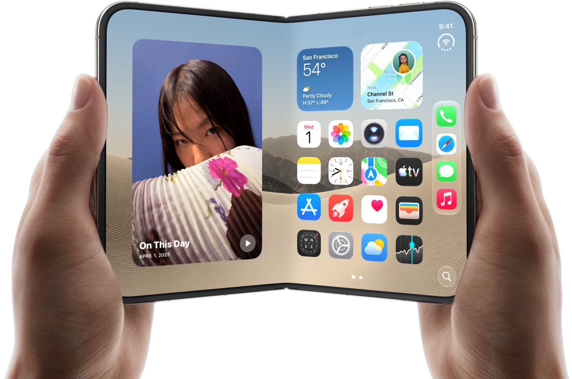 Katlanabilir iPhone Duo, açık iç ekranıyla