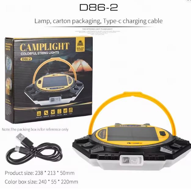 CAMPLİGHT D86-2 SOLAR KAMP LAMBASI SU GEÇİRMEZ MAKARALI 10 METRE