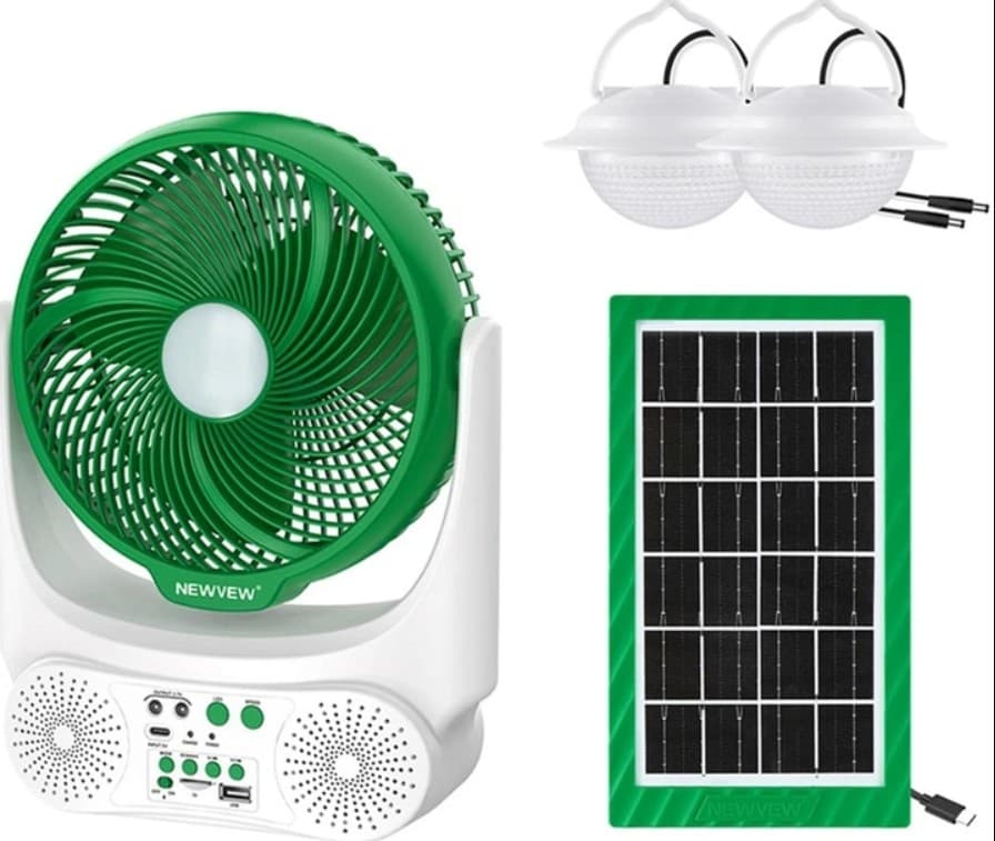 NEWVEW NV-U09 8 İNÇ HOPARLÖRLÜ SOLAR ŞARJ EDİLEBİLİR MASAÜSTÜ VANTİLATÖR