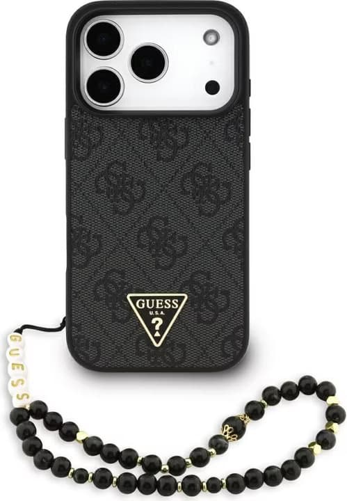 GUESS MAGSAFE 4G PU DERİ KILIF (ÜÇGEN LOGOLU) İPHONE 17 PRO - SİYAH GUHMP17LP4DPLK