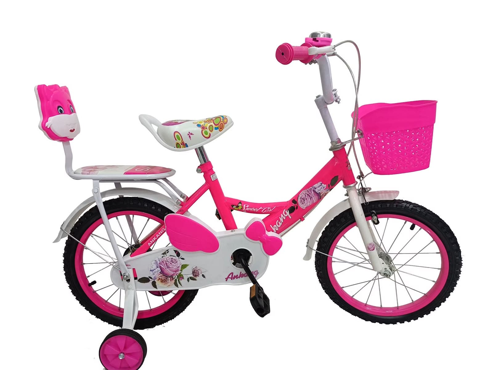 ÜÇ TEKERLEKLİ SEPETLİ PEMBE OKBSTAR BİSİKLET
