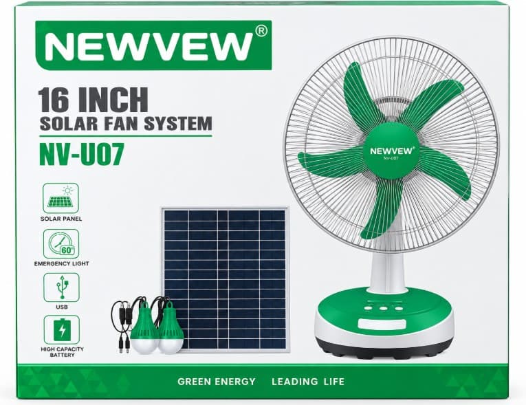 NEWVEW NV-U07 16 İNÇ SOLAR PANELLİ MASAÜSTÜ VANTİLATÖR