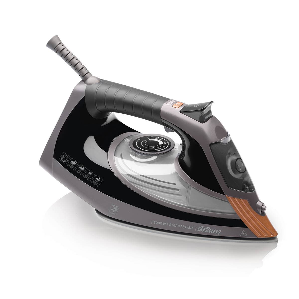 ARZUM STEAMART LUX SERAMİK TABANLI ÜTÜ SİYAH AR693