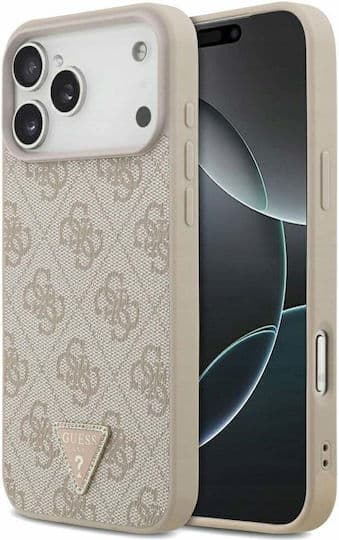 GUESS MAGSAFE 4G PU DERİ KILIF (ÜÇGEN LOGOLU) İPHONE 17 PRO MAX - PEMBE GUHMP17XP4TDPLP