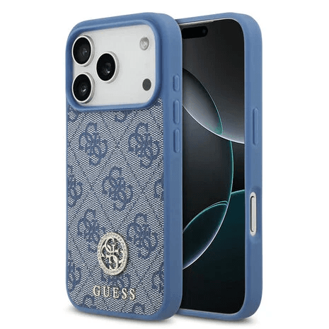 GUESS MAGSAFE 4G PU DERİ KILIF (KLASİK & TAŞLI LOGOLU) İPHONE 17 PRO - MAVİ GUOHMP17LP4GRMDEB