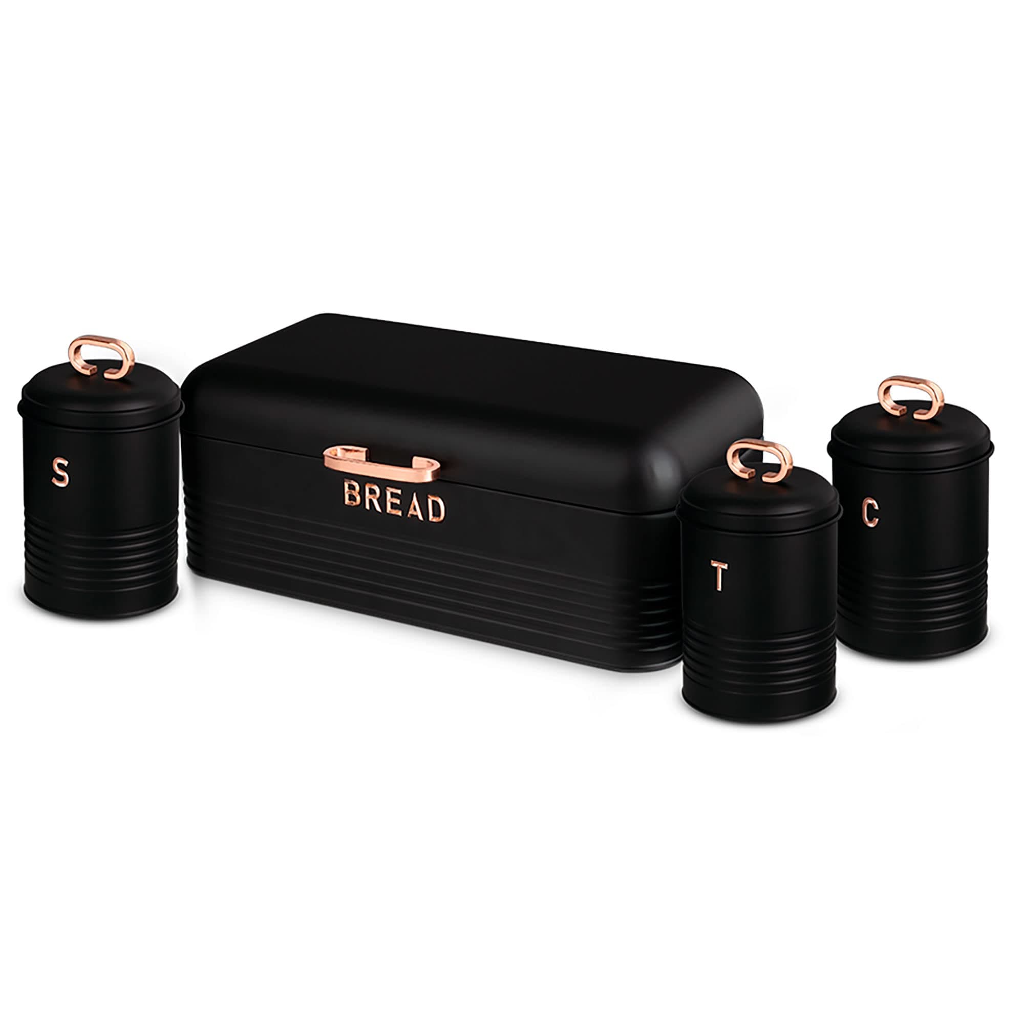 BERLİNGERHAUS BH-6753 EKMEK KUTUSU VE MUTFAK SAKLAMA KABI 4 PARÇA BLACK ROSE