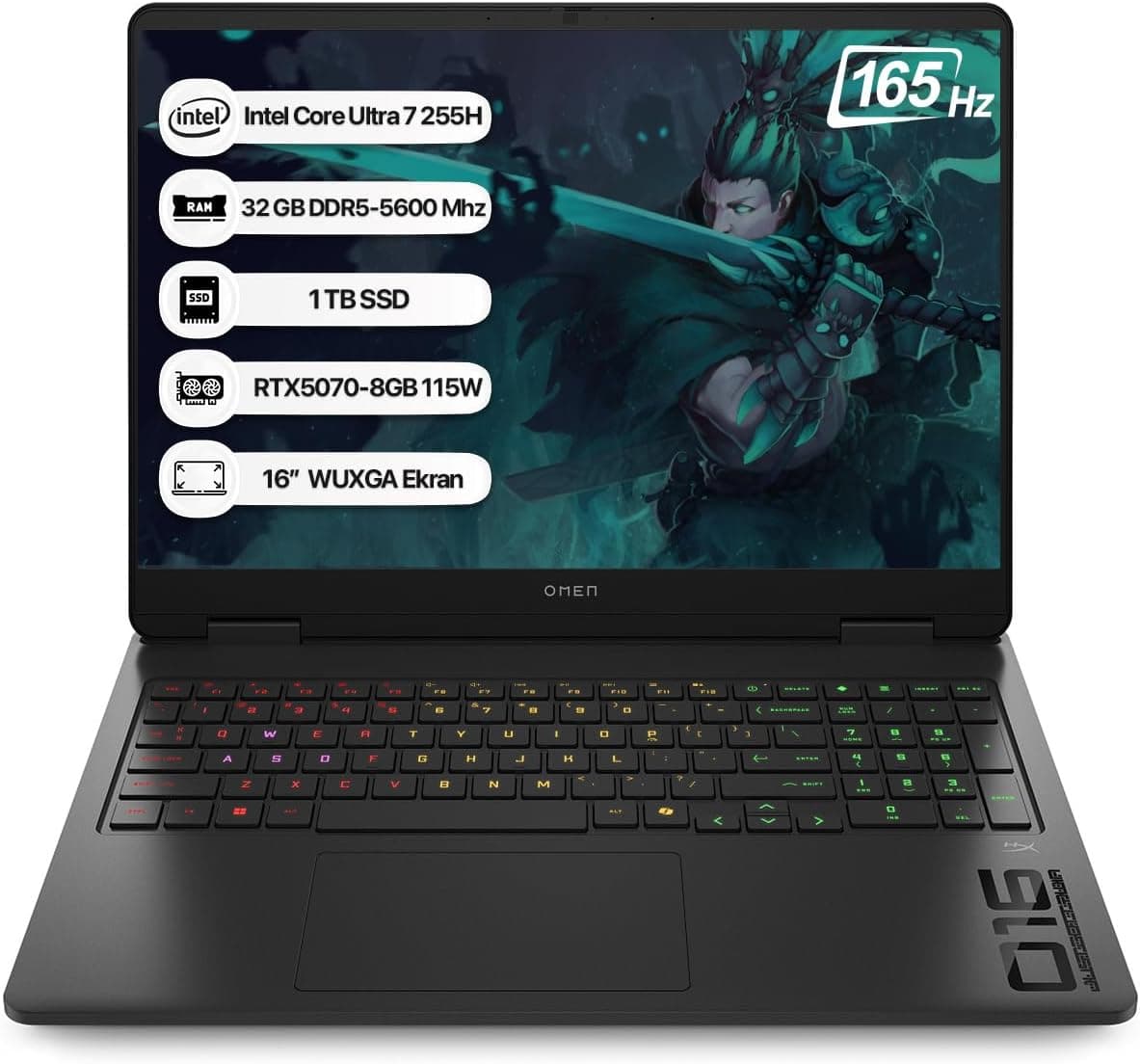 HP OMEN BQ1Y6EA INTEL CORE ULTRA 7 255H 32GB/1TB RTX5070-8GB EKRAN KARTI OYUNCU LAPTOP
