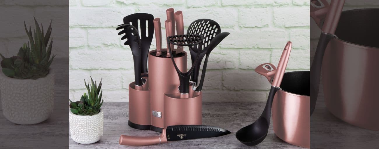 BERLİNGERHAUS BH-6252NA STANDLI BIÇAK VE MUTFAK GEREÇLERİ 12 PARÇA ROSE