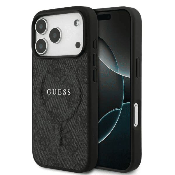 GUESS MAGSAFE 4G PU DERİ KILIF (KLASİK LOGOLU) İPHONE 17 PRO MAX - SİYAH GUOHMP17XP4MSEGCK
