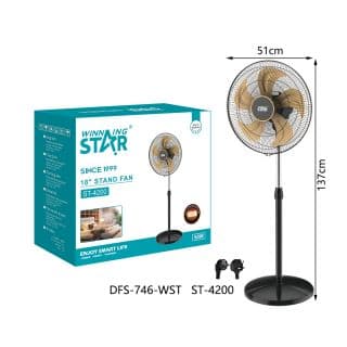 WINNING STAR ST-4200 18 INÇ AYAKLI VANTİLATÖR - 60W YÜKSEK GÜÇLÜ MOTOR VE GENİŞ AÇILI SALINIMLI STAND FAN