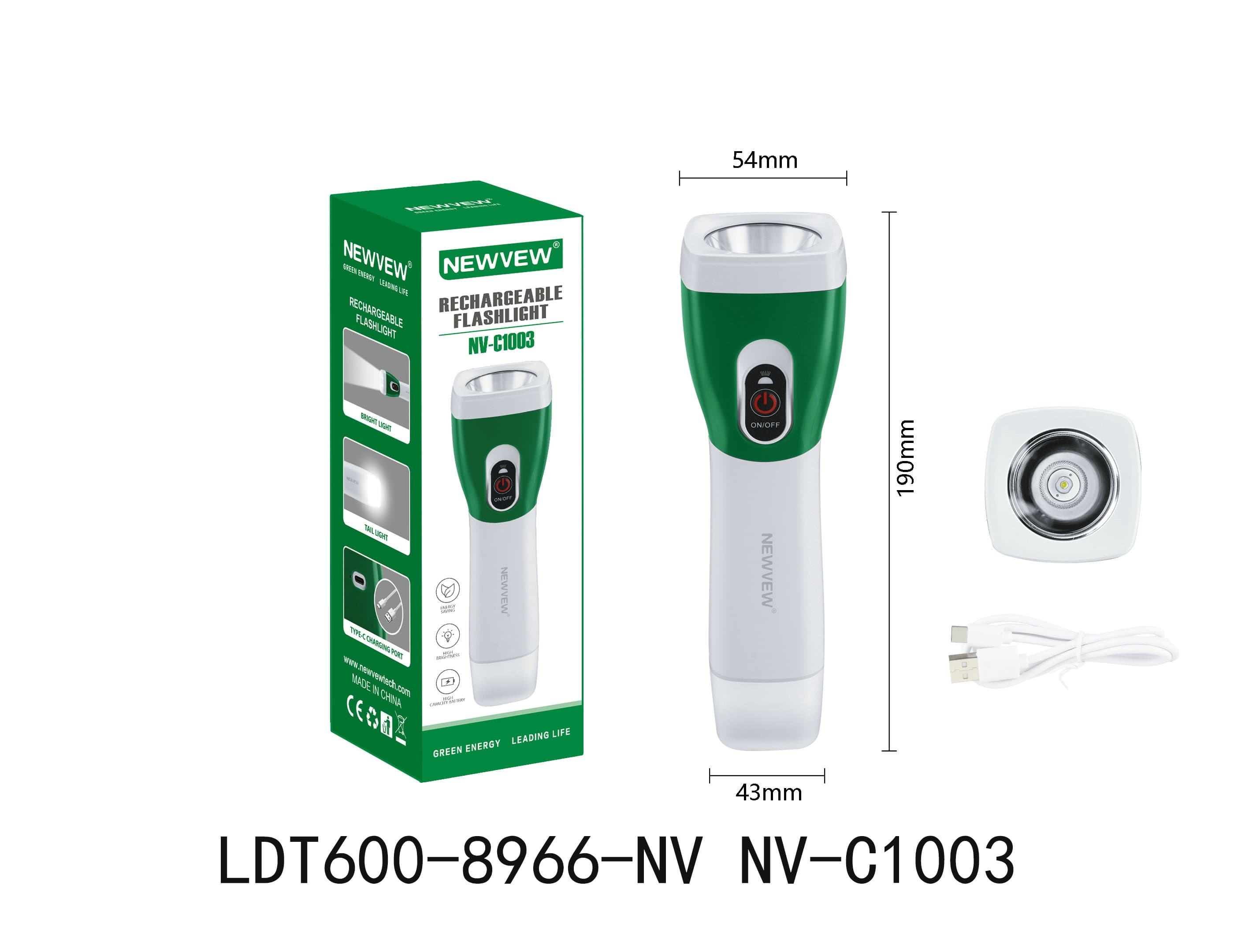 NEWVEW NV-C1003 ŞARJLI EL FENERİ 1200MAH