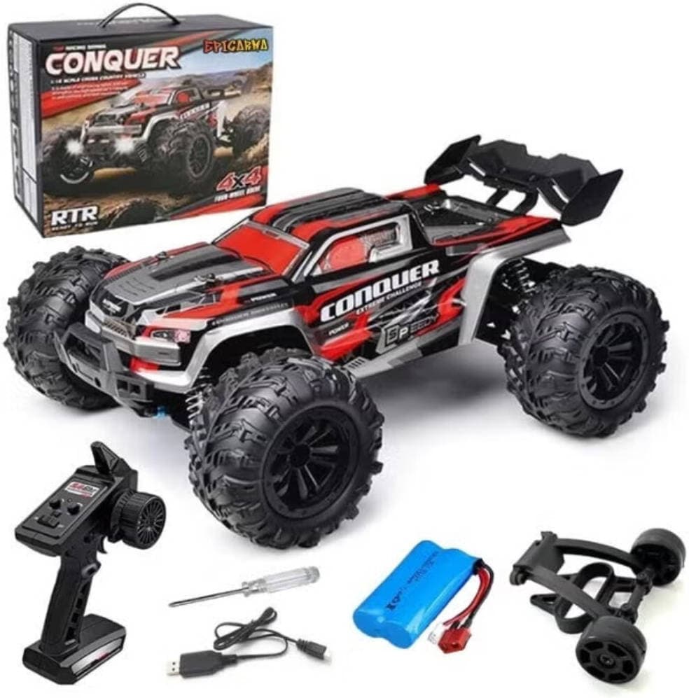 EPICARMA EA-RTR525-RD CONQUER 1/16 4WD 50KM/H UZAKTAN KUMANDALI HIZLI MONSTER TRUCK - SİYAH/KIRMIZI