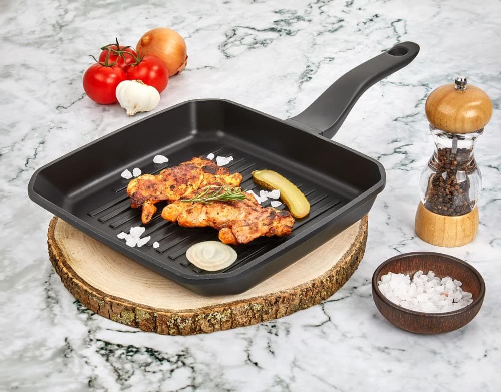 POLOCHEF IRON DÖKÜM GRANİT KARE IZGARA TAVA IDK-128