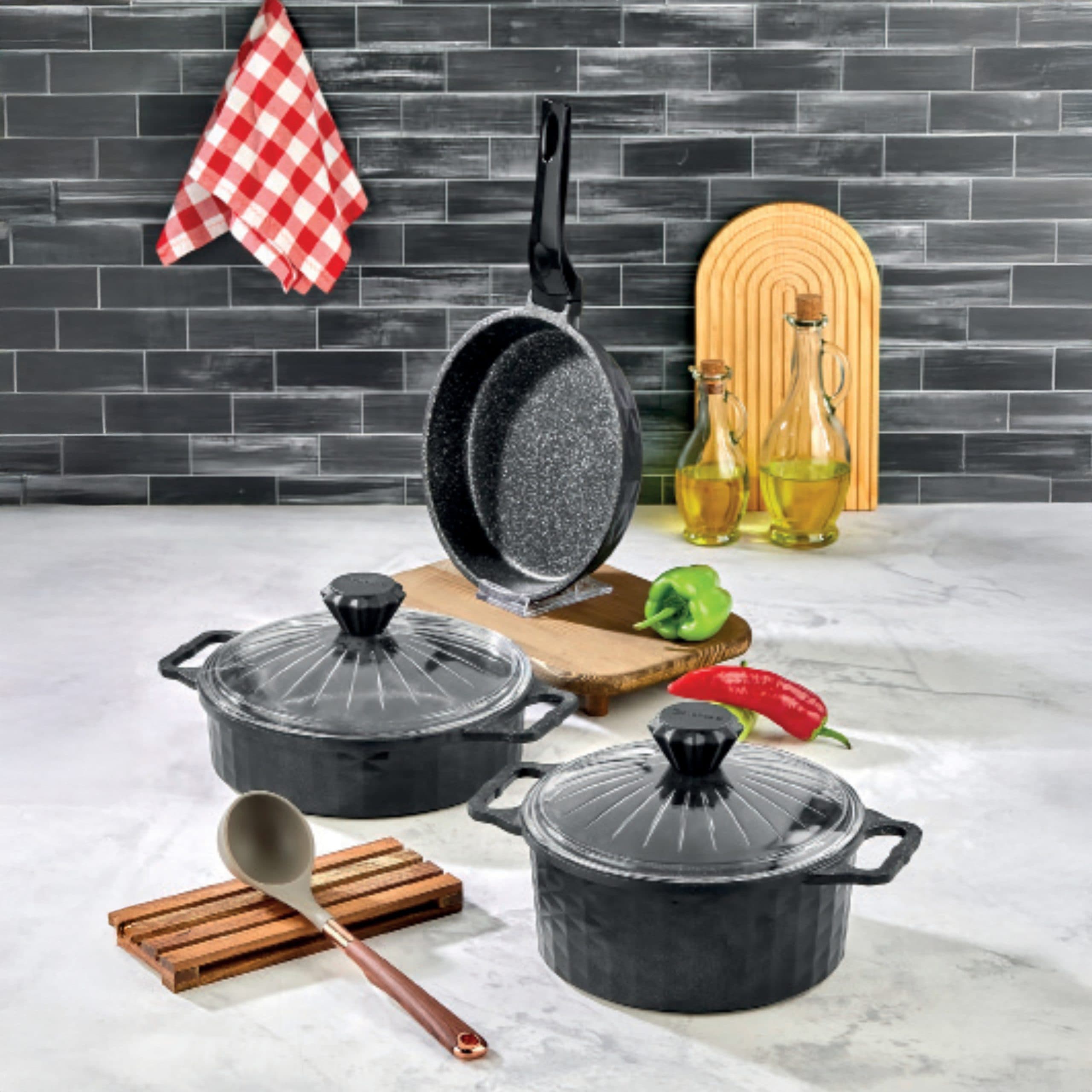 POLOCHEF CRYSTAL GRANİT DÖKÜM TENCERE SETİ 5 PARÇA CTS-105