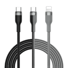 WİWU CONCİSE 100W 2 İN 1 PD DATA VE ŞARJ KABLOSU 1.2M TYPE-C&TYPE-C + LİGHTNİNG C029