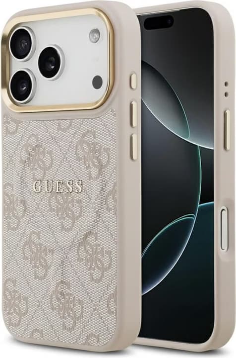 GUESS MAGSAFE 4G PU DERİ KILIF (ÜÇGEN LOGOLU) İPHONE 17 PRO - PEMBE GUHMP17LP4DPLP