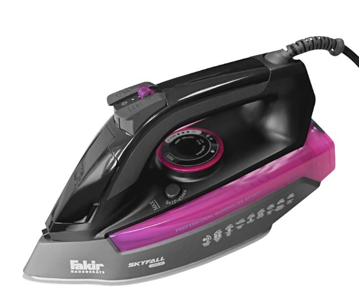 FAKİR SKYFALL PREMİUM DOUBLE SERAMİK TABANLI BUHARLI ÜTÜ 2800W SİYAH/PEMBE