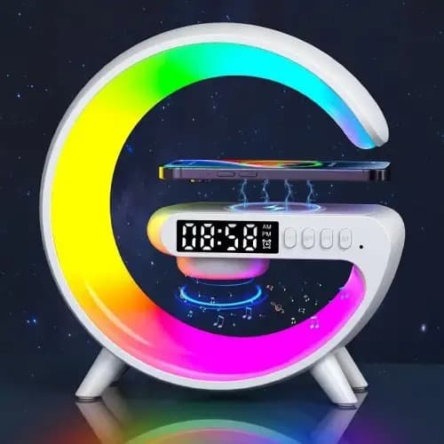 LED RGB IŞIKLI KABLOSUZ ŞARJ MAKİNESİ SAATLİ BT-3401 AG-060
