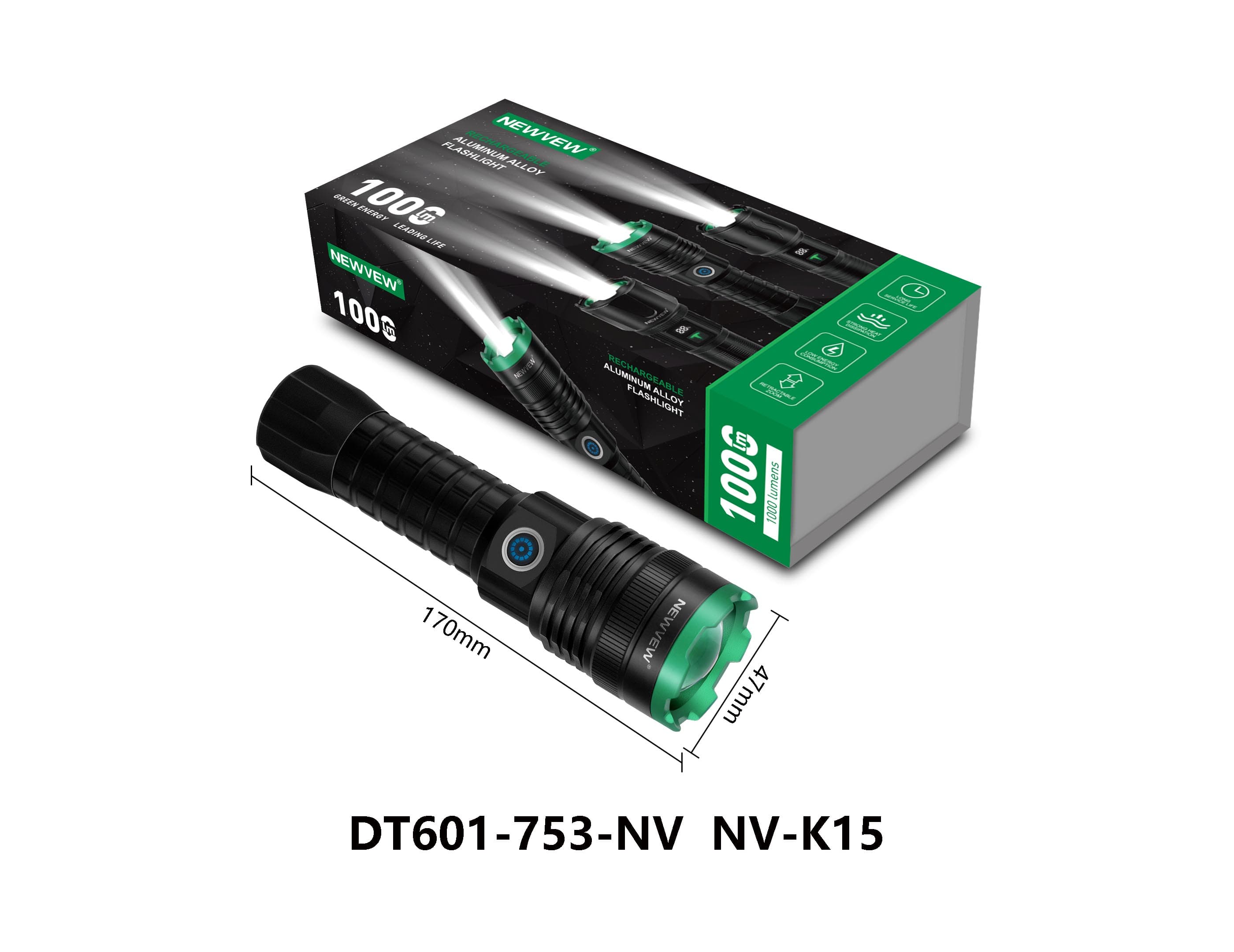 NEWVEW EL FENERİ FLASHLİGHT 1000 LM NV-K15