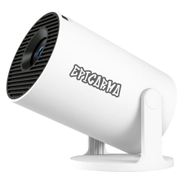 EPICARMA SMART MINI PROJECTOR ANDROID 14 İŞLETİM SİSTEMLİ 4K DESTEKLİ 180° DÖNEBİLEN TAŞINABİLİR SİNEMA PROJEKSİYON CİHAZI