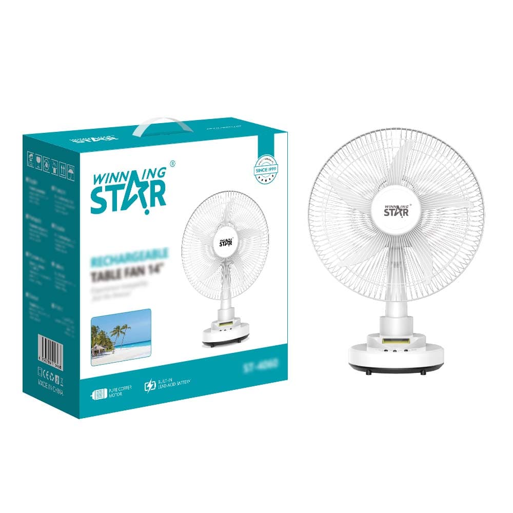 WINNING STAR ST-4060 ŞARJ EDİLEBİLİR 14 INÇ AYAKLI VANTİLATÖR - USB GİRİŞLİ TAŞINABİLİR STAND FAN