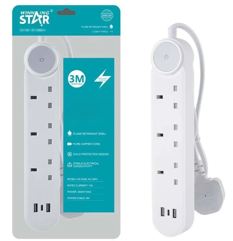 WİNNİNG STAR ST-1200U-3 UZATMA KABLOSU 2xUSB 3 PLUG
