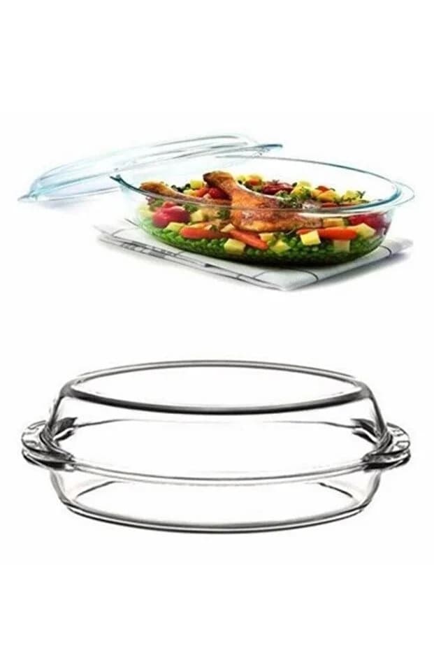 Paşabahçe Borcam 3+3 Litre Oval Kapaklı Cam Tencere Seti 59072