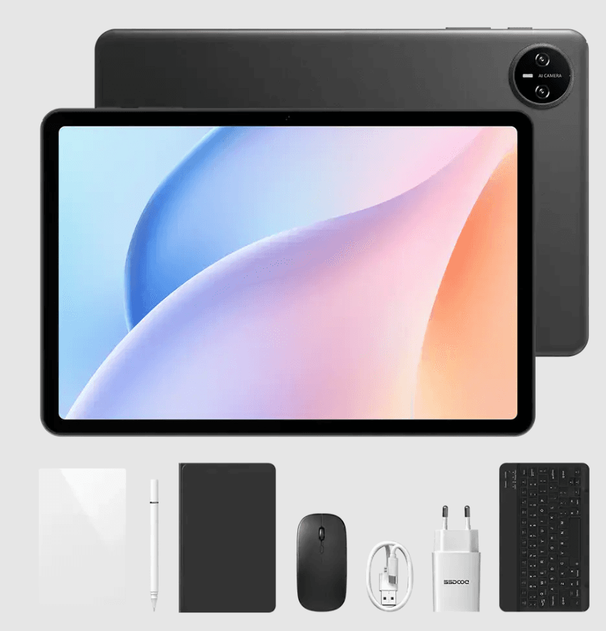 DOOGEE TAB A9 3/64GB 10.1" VIP EDİTİON AURORA BLACK - Tam Set (Kılıf, Klavye, Mouse, Kalem & Ekran Koruyucu Dahil)