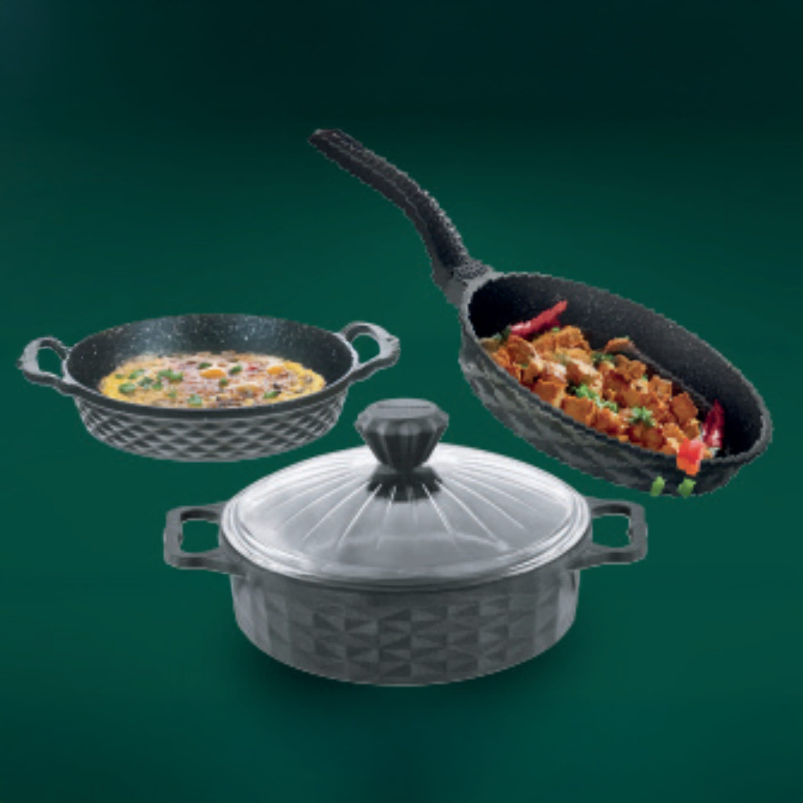 POLOCHEF CRYSTAL GRANİT DÖKÜM TENCER 26CMTAVA24 CM SAHAN20 CM SET CTS-126