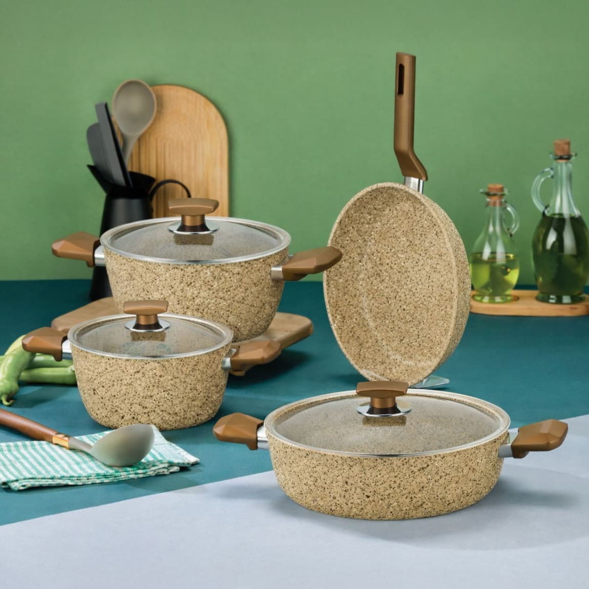 POLOCHEF RIVER GRANİT TENCERE SETİ KUM BEJİ RTE-101