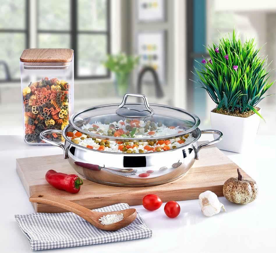 POLOCHEF PROLİNE ÇELİK BASIK GÜVEÇ TENCERE 26CM PRB-126