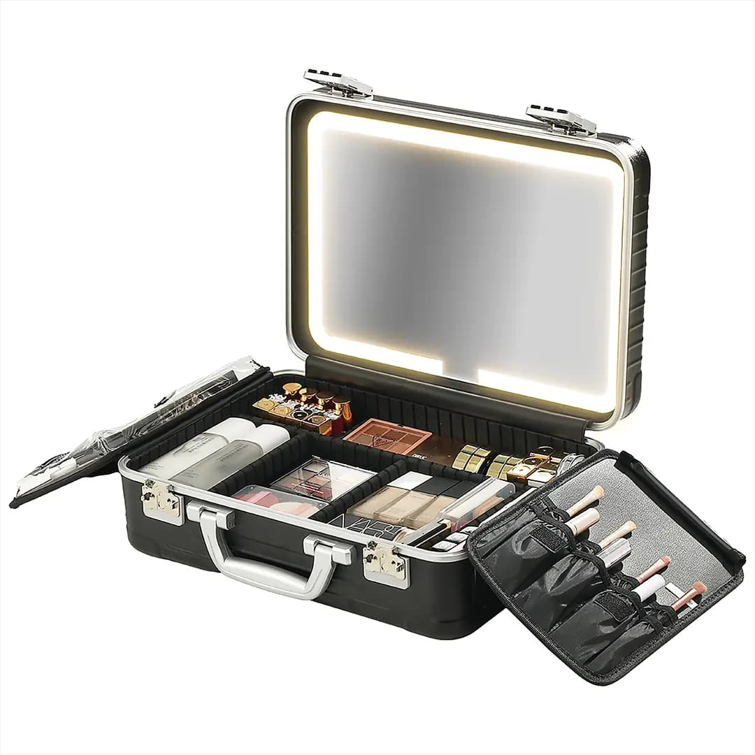 PORODO LİFESTYLE LED IŞIKLI AYNALI TAŞINABİLİR MAKYAJ ÇANTASI - SİYAH PDLFST4029BK