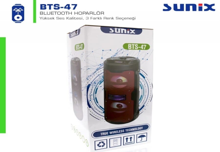 SUNİX BTS47 KABLOSUZ HOPARLÖR SES BOMBASI