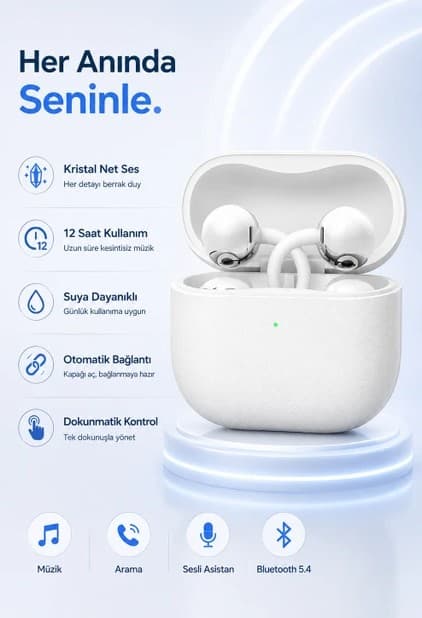 ABBRUCH NE-11S KABLOSUZ BLUETOOTH KÜPE KULAKLIK BEYAZ