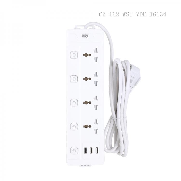 WINNING STAR ST-4032 2000W 3 METRE 4'LÜ EVRENSEL PRİZ 3 USB GİRİŞLİ 5 AYRI ANAHTARLI ÇOKLU UZATMA KABLOSU