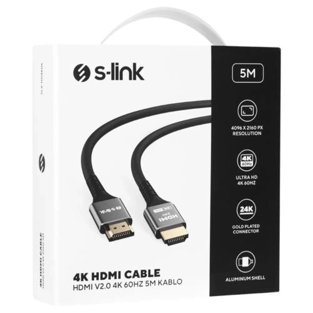 Kablo S-Link Slx-Hd4K05 Hdmi 5Mt Metal V2.0 4K(4096*2160)60Hz