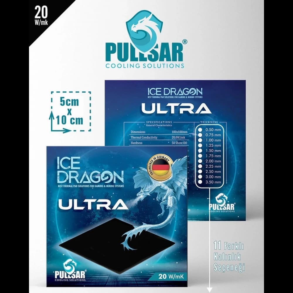 AKSESUAR ICE DRAGON ULTRA THERMAL PAD 20W/MK 1.0 mm KALINLIK 100X100MM