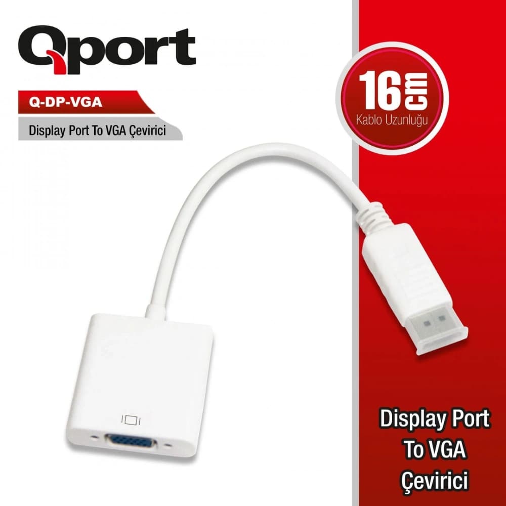 Aksesuar Qport Q-DP-Vga Display Port To Vga Çevirici