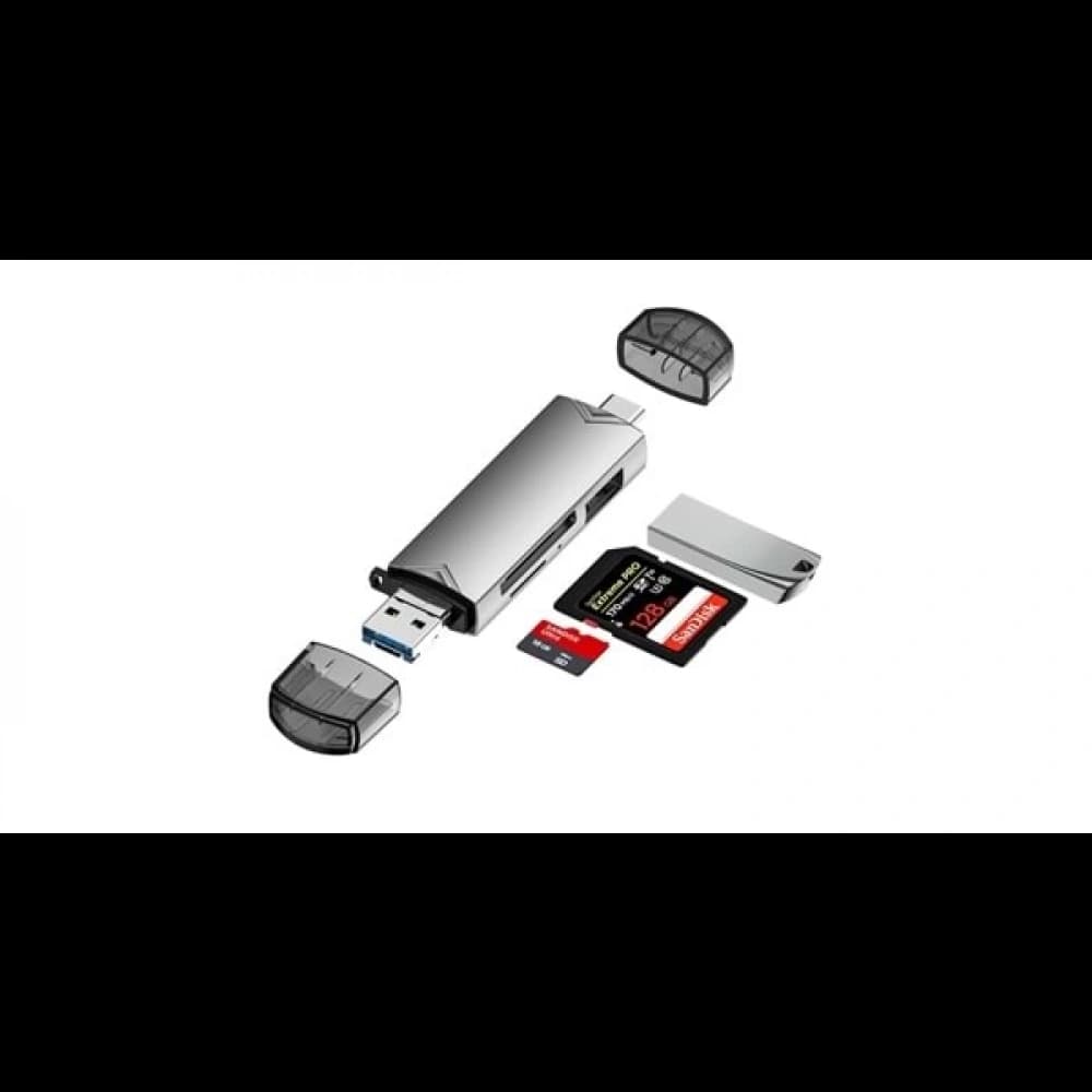 KART OKUYUCU TYPE-C+ USB 2.0 Hub - 1xSD, 1xMicroSD, 1xUSB Hub D-398