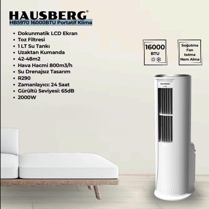 HAUSBERG HB5970 16000BTU TAŞINABİLİR PORTATİF KLİMA