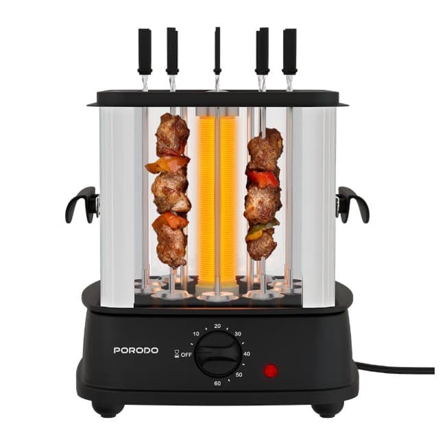 PORODO GRILLJET ELEKTRİKLİ DÖNER ŞİŞ KEBAP MAKİNESİ SİYAH - PDLFSTL20BK