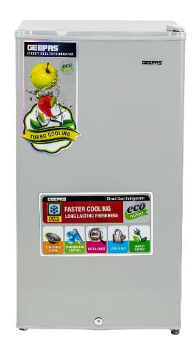 GEEPAS GRF115SPEH 110L GÜMÜŞ MİNİ BUZDOLABI - GÜÇLÜ KOMPRESÖR, EMNİYET KİLİDİ, AYARLANABİLİR TERMOSTAT
