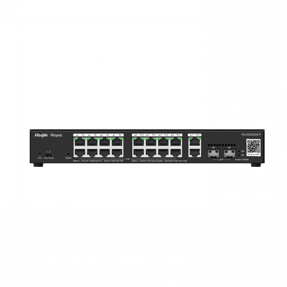 Ruijie Reyee Rg-Es220gs-P 20 Port 16 Port Gigabit PoE 2 Sfp Switch