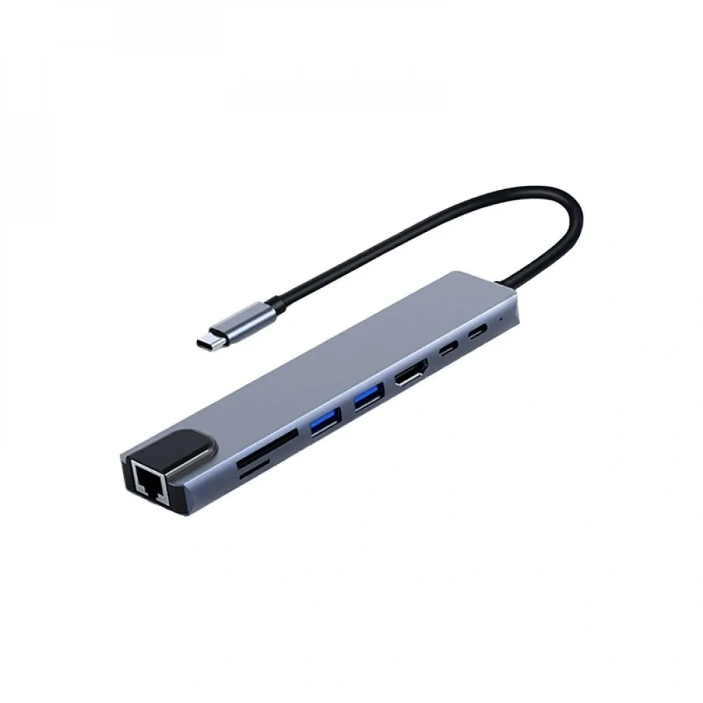 Frisby Fa-7682C Type-C 8in1 RJ45+TF/SD+HDMI+USB*2+Type-C+PD