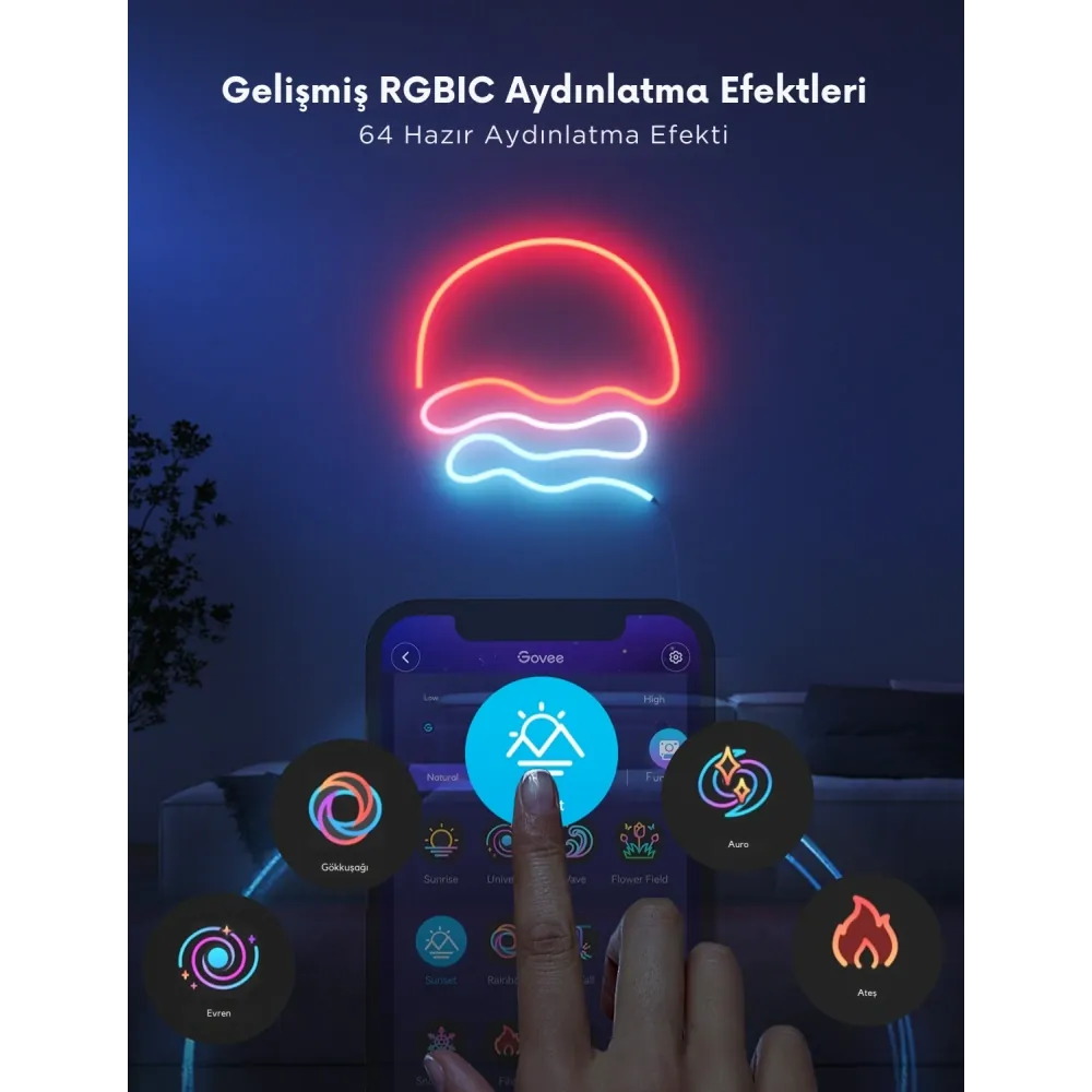 Govee Şekillendirilebilir Neon LED Şerit 2.Nesil (3MT)-Beyaz -H61D3301