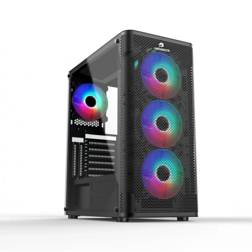 GameBooster GB-M206B Metal MeshTemperli Cam ARGB Fan Mid Tower Siyah