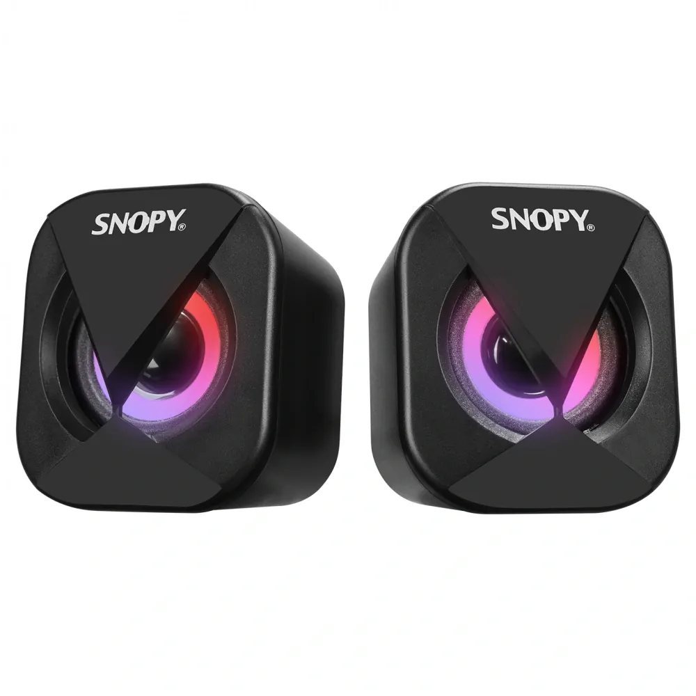 Snopy SN-83U 2.0 Mini Led Işıklı 2Wx2CH Siyah USB Gaming Hoparlör 2
