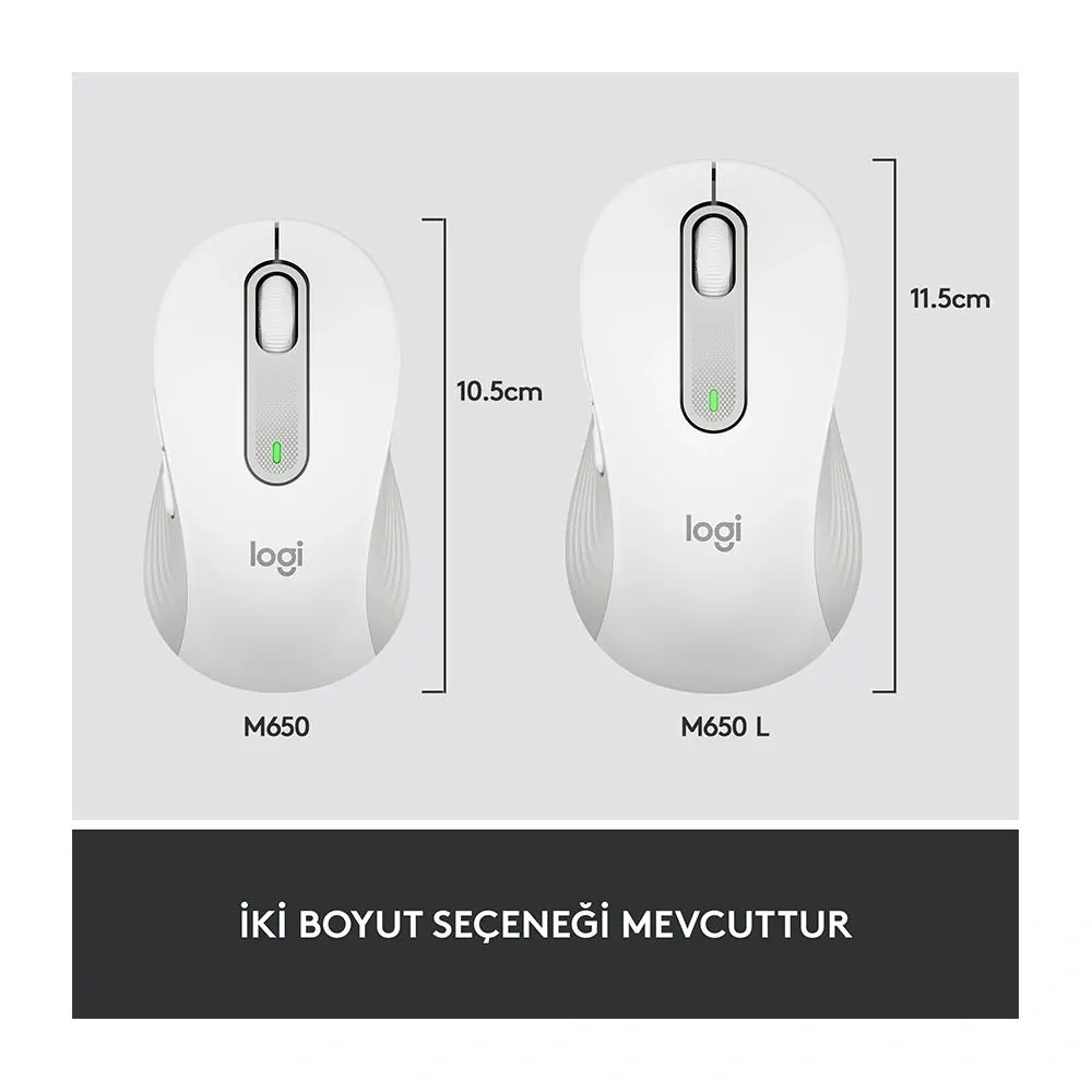 Logitech M650 L Signature Kablosuz Mouse Beyaz 910-006238