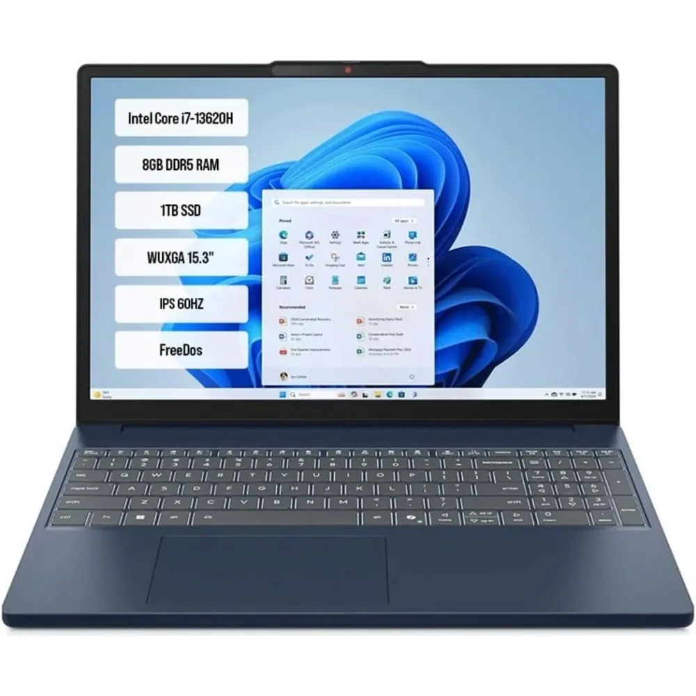 Notebook Lenovo IdeaPad 3 83K10061TR i7-13620H 16Gb Ddr5 1Tb Ssd 15.3" 2