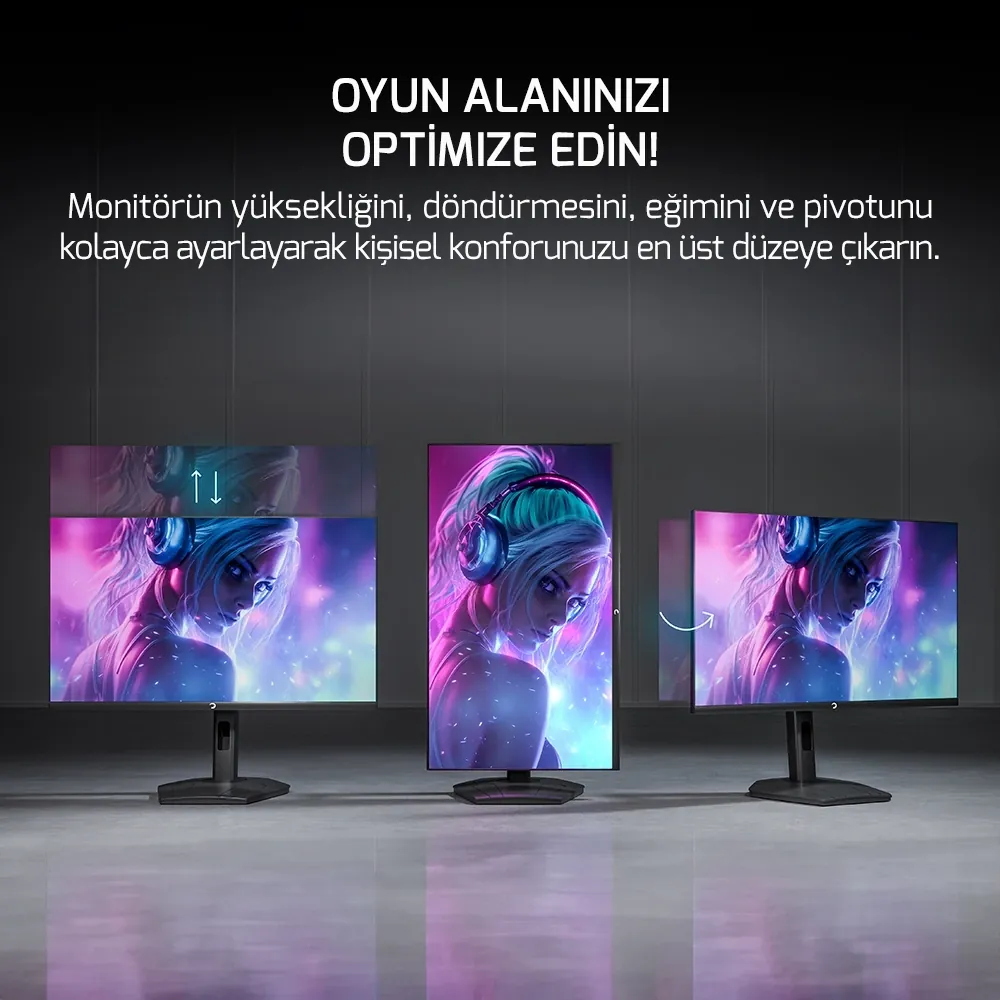 Monitör GamePower 27" Lunis L60 280Hz 0.5Ms Fast Ips Fhd RGB Pivot 2